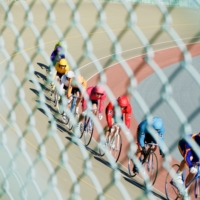 Photo: Keirin riders race around the Omiya velodrome in the outskirts of Tokyo. | OSCAR BOYD